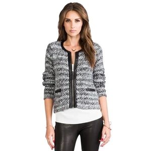 Joie Tweed Jacket with Faux Leather Trim